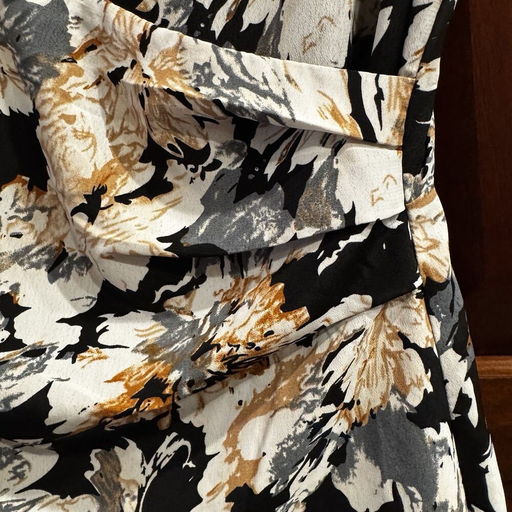Lulus Floral Midi Dress Black White Sleeveless Slit Bodycon XS No Zip - Picture 7 of 16
